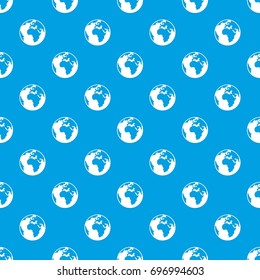 Earth globe pattern repeat seamless in blue color for any design. Vector geometric illustration