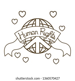 Earth globe with peace and love symbol isolated icon