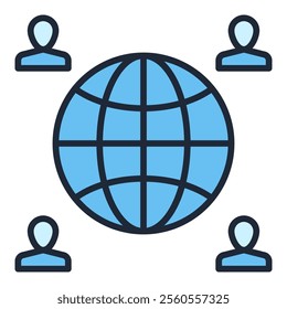 Earth Globe with People vector concept blue icon or design element