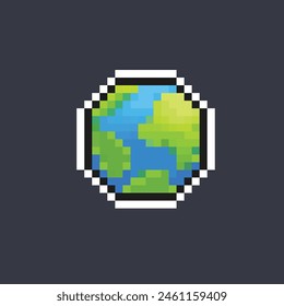 earth globe in pixel art style