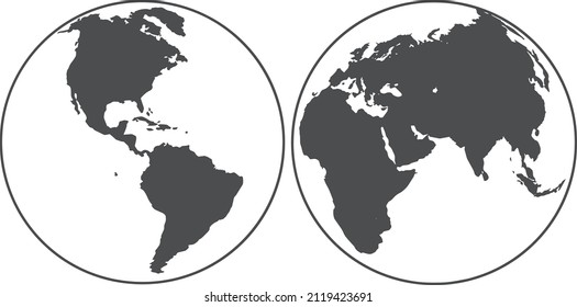 La Tierra, el globo, los íconos del planeta. Ambas partes. EPS vectoriales.