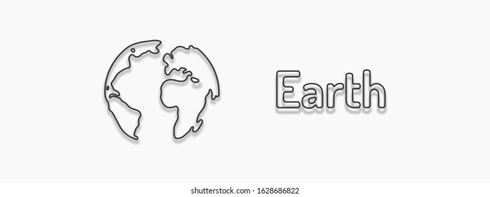 Earth globe planet line design isolated on white background. Vector illustration
