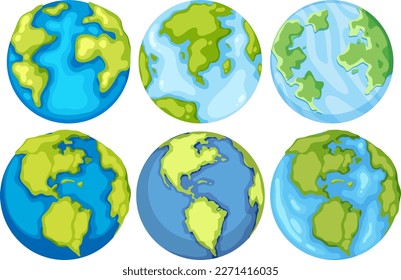 Earth globe planets collection illustration
