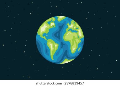 Earth globe point of view from outer space isolated dark background vector illustration