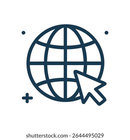 Earth globe with pointer icon graphic. Icon symbol illustration