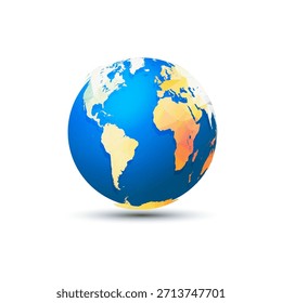 Icono del mapa mundial poligonal del globo terráqueo. Diseño de geografía global de esfera oceánica mapa de globo moderno aislado.