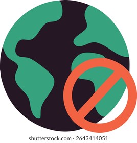Earth Globe with a Prohibition Sign, Illustrating a Call to Stop Global Conflict and World War