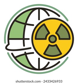 Earth Globe with Radiation sign - vector concept colored icon or symbol
