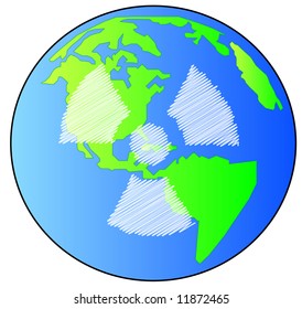earth or globe with radio active symbol on it - vector