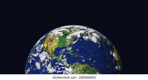 Earth Globe realistic design. View from space. Realistic Planet Earth and World Map. Elements of this image furnished by NASA. Vector illustration 3d