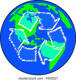 earth or globe with recycle arrows - global effort - vector