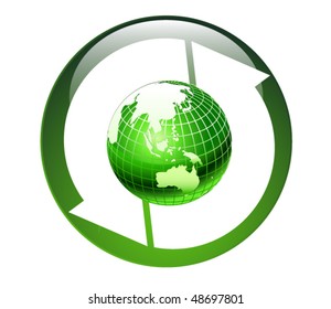 earth globe recycle button