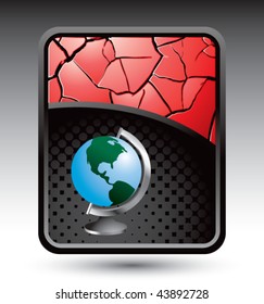 earth globe red cracked background