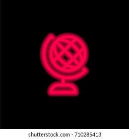 Earth globe red glowing neon ui ux icon. Glowing sign logo vector
