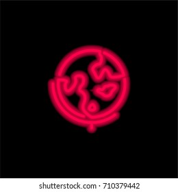 Earth globe red glowing neon ui ux icon. Glowing sign logo vector