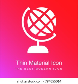 Earth globe red and pink gradient material white icon minimal design