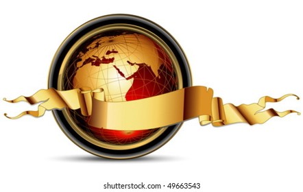 Earth globe with ribbon