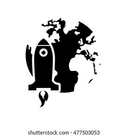 earth globe and rocket icon