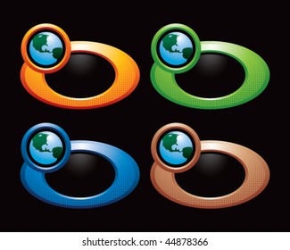 earth globe round colored banners