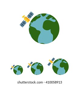Earth globe and satellite