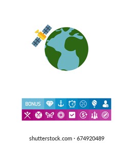 Earth globe and satellite