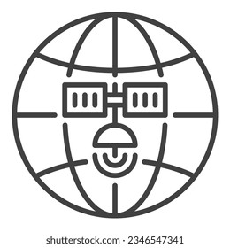 Earth Globe and Satellite vector concept outline icon or symbol