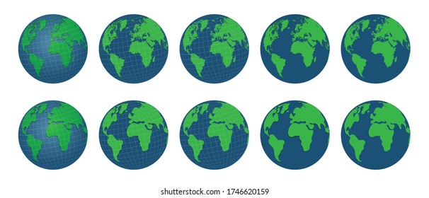 Earth globe set vector illustration isolated