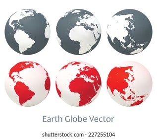 Earth globe set. Vector illustration.