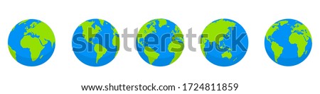 Earth globe set. World map in globe shape. Earth globes collection on white background. Flat style - stock vector.