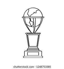 Earth globe shape golden trophy icon. Vector illustration design