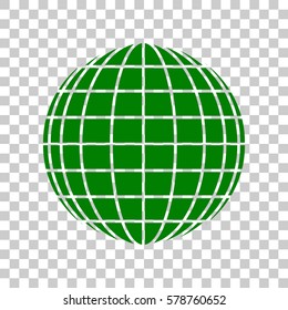 Earth Globe sign. Dark green icon on transparent background.