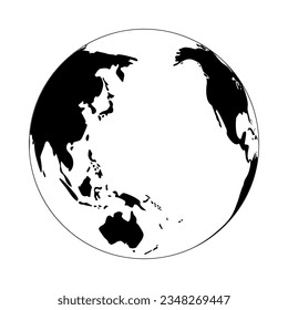 Earth globe sign. Geographic globe view of the world in simple silhouette. Design element.