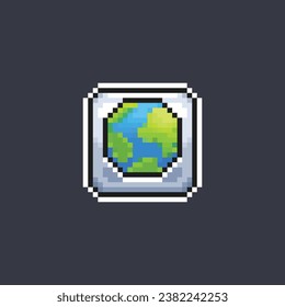 earth globe sign in pixel art style