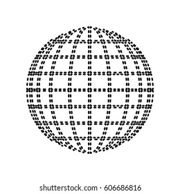 Earth Globe sign. Vector. Black dashed icon on white background. Isolated.