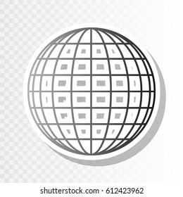 Earth Globe sign. Vector. Blackish icon on transparent background with transition.