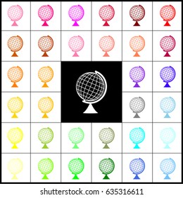 Earth Globe sign. Vector. Felt-pen 33 colorful icons at white and black backgrounds. Colorfull.