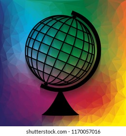 Earth Globe sign. Vector. Flat style black icon on white.