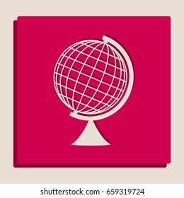 Earth Globe sign. Vector. Grayscale version of Popart-style icon.