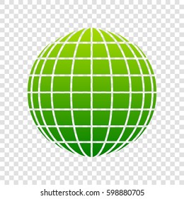 Earth Globe sign. Vector. Green gradient icon on transparent background.