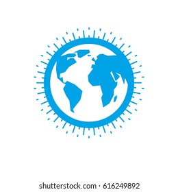 Earth globe sign, vector icon.