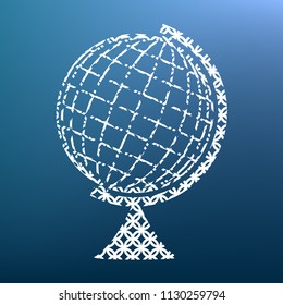 Earth Globe sign. Vector. White textured icon at lapis lazuli gradient background.