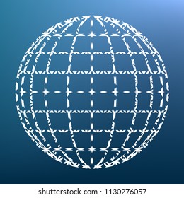 Earth Globe sign. Vector. White textured icon at lapis lazuli gradient background.