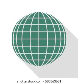 Earth Globe sign. Veridian icon with flat style shadow path.