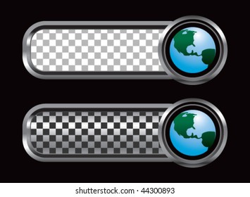 earth globe silver and black checkered tabs