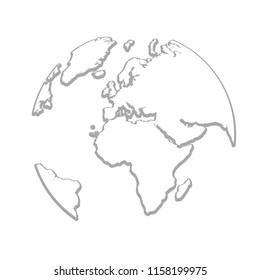 earth globe simple grey drawing vector illustration EOS10