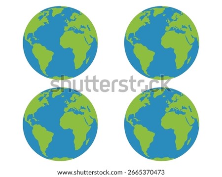 Earth globe simplified vector illustration set