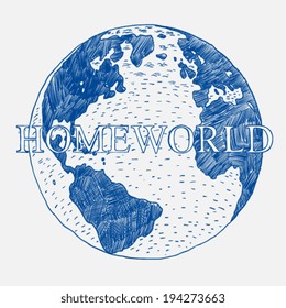 earth globe, sketch