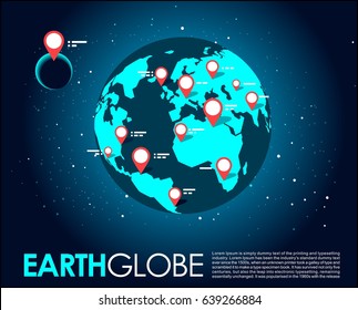  Earth globe in space, stars , moon & GPS markers. Banner, poster, vector cool illustration.
VR glasses vision
