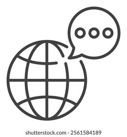 Earth Globe with Speech Bubble vector concept thin line icon or symbol