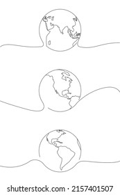 Earth Globe Sphere Global World Map Outline Art Line Vector Illustration Design Decoration